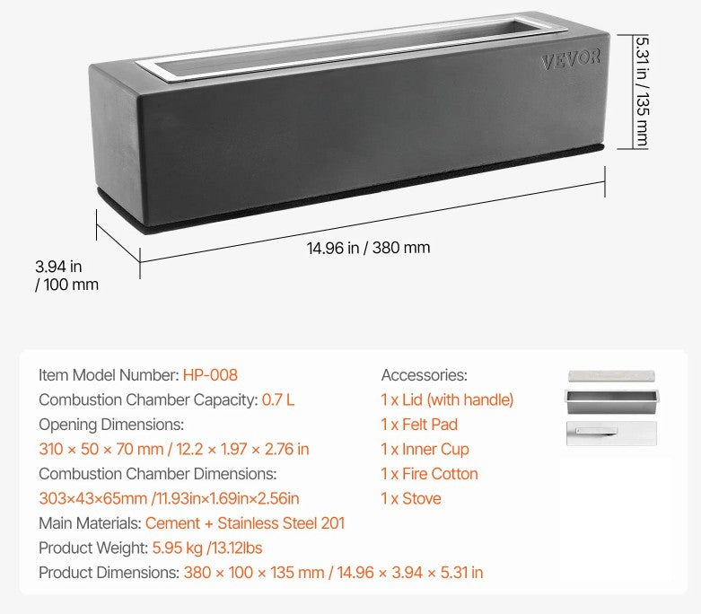 Tabletop Concrete Fire Pit For Indoor or Outdoor