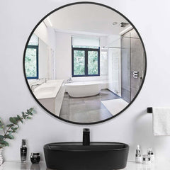 Sleek Minimalist Black Round Wall Mirror with Durable Frame