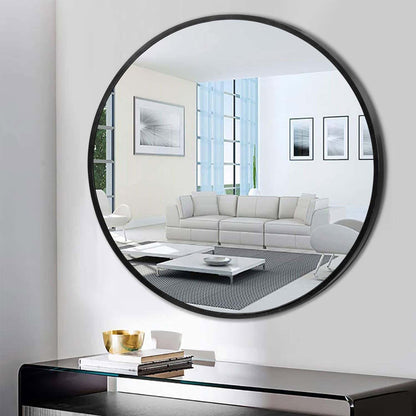 Sleek Minimalist Black Round Wall Mirror with Durable Frame