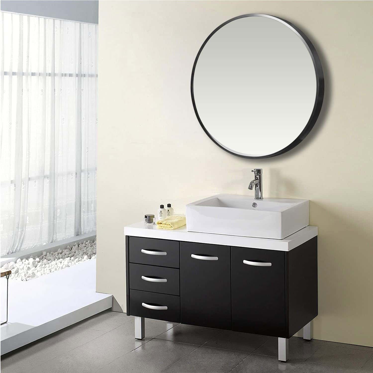 Sleek Minimalist Black Round Wall Mirror with Durable Frame