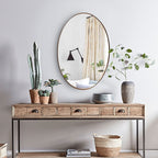 Sophisticated Matte Gold Oval Accent Wall Mirror with Aluminum Frame Default