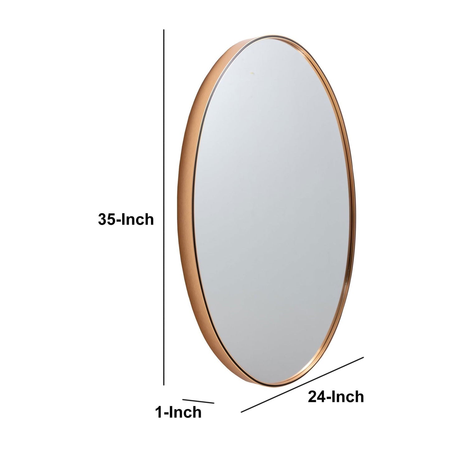 Sophisticated Matte Gold Oval Accent Wall Mirror with Aluminum Frame