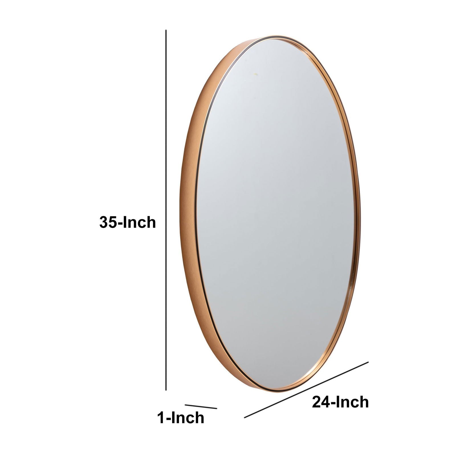 Sophisticated Matte Gold Oval Accent Wall Mirror with Aluminum Frame
