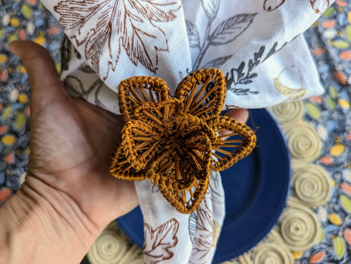 Thanksgiving Star Flower Woven Napkin Ring