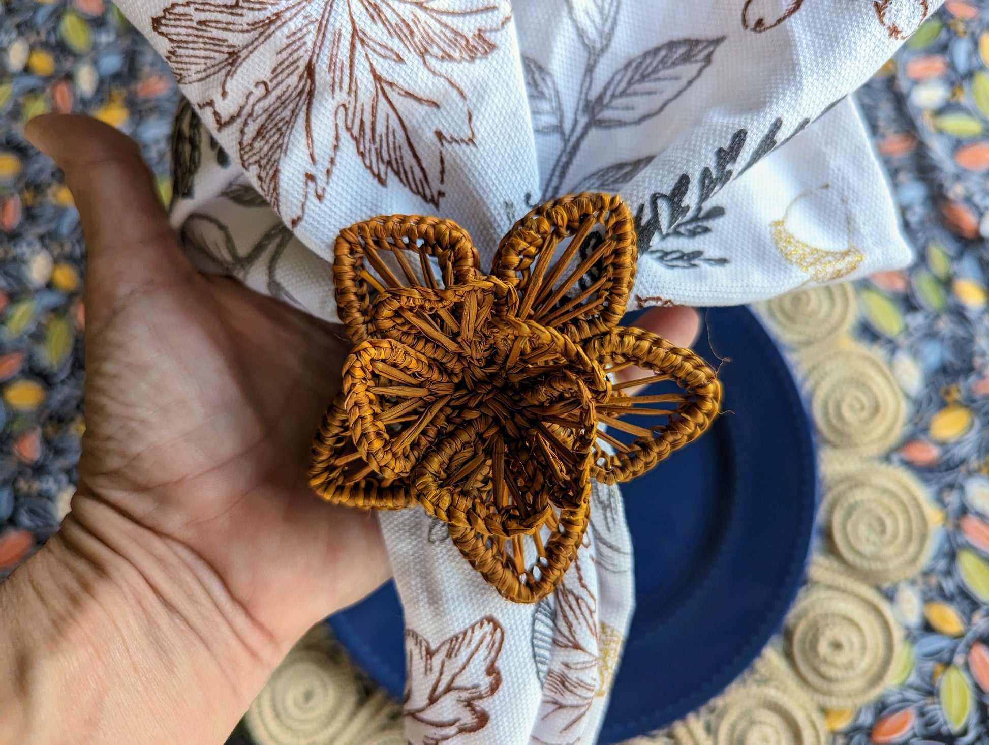 Thanksgiving Star Flower Woven Napkin Ring