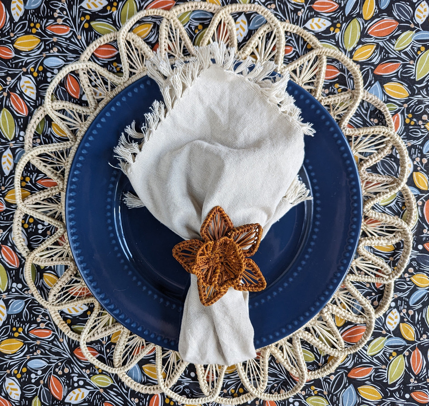 Thanksgiving Star Flower Woven Napkin Ring
