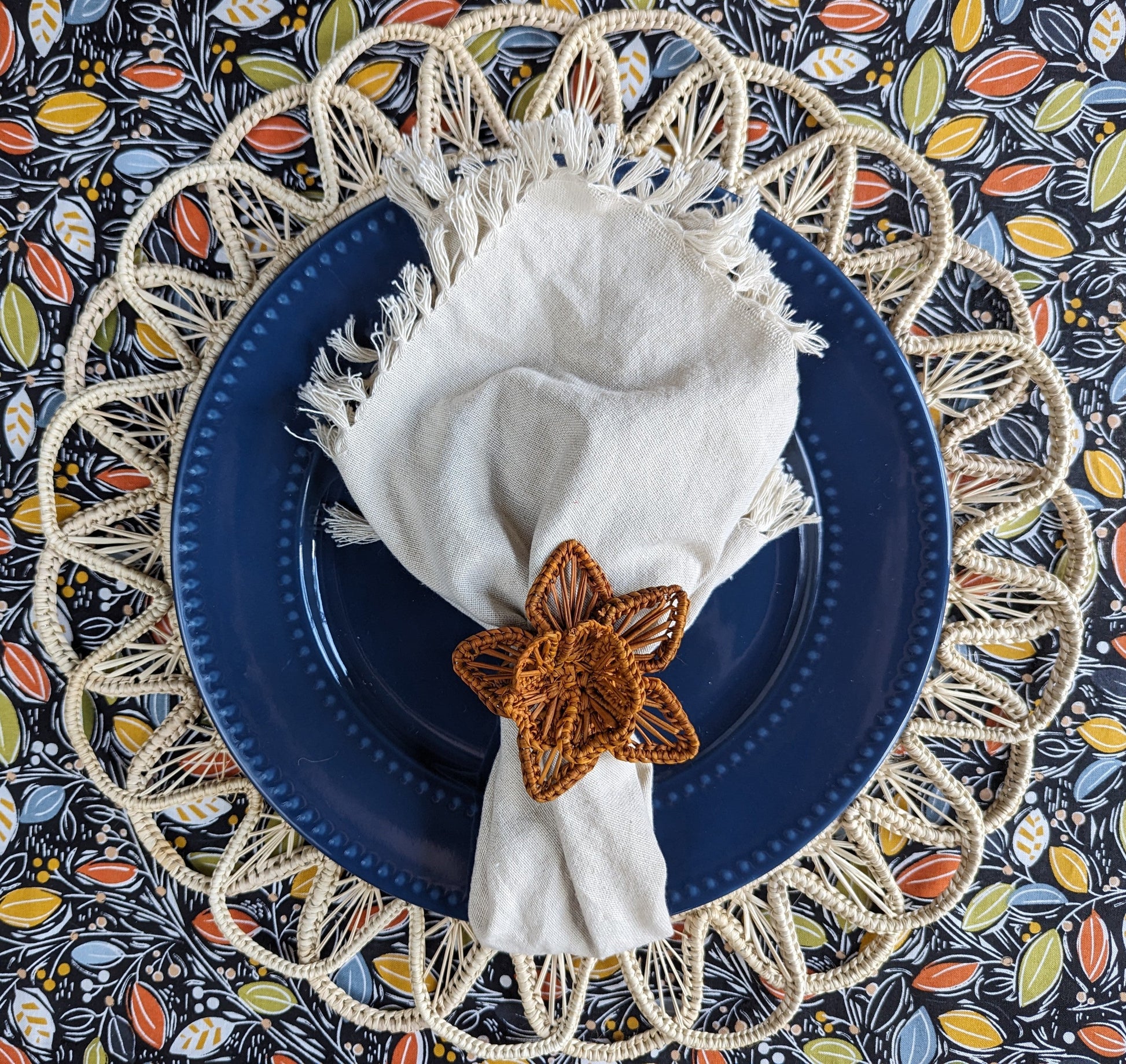 Thanksgiving Star Flower Woven Napkin Ring