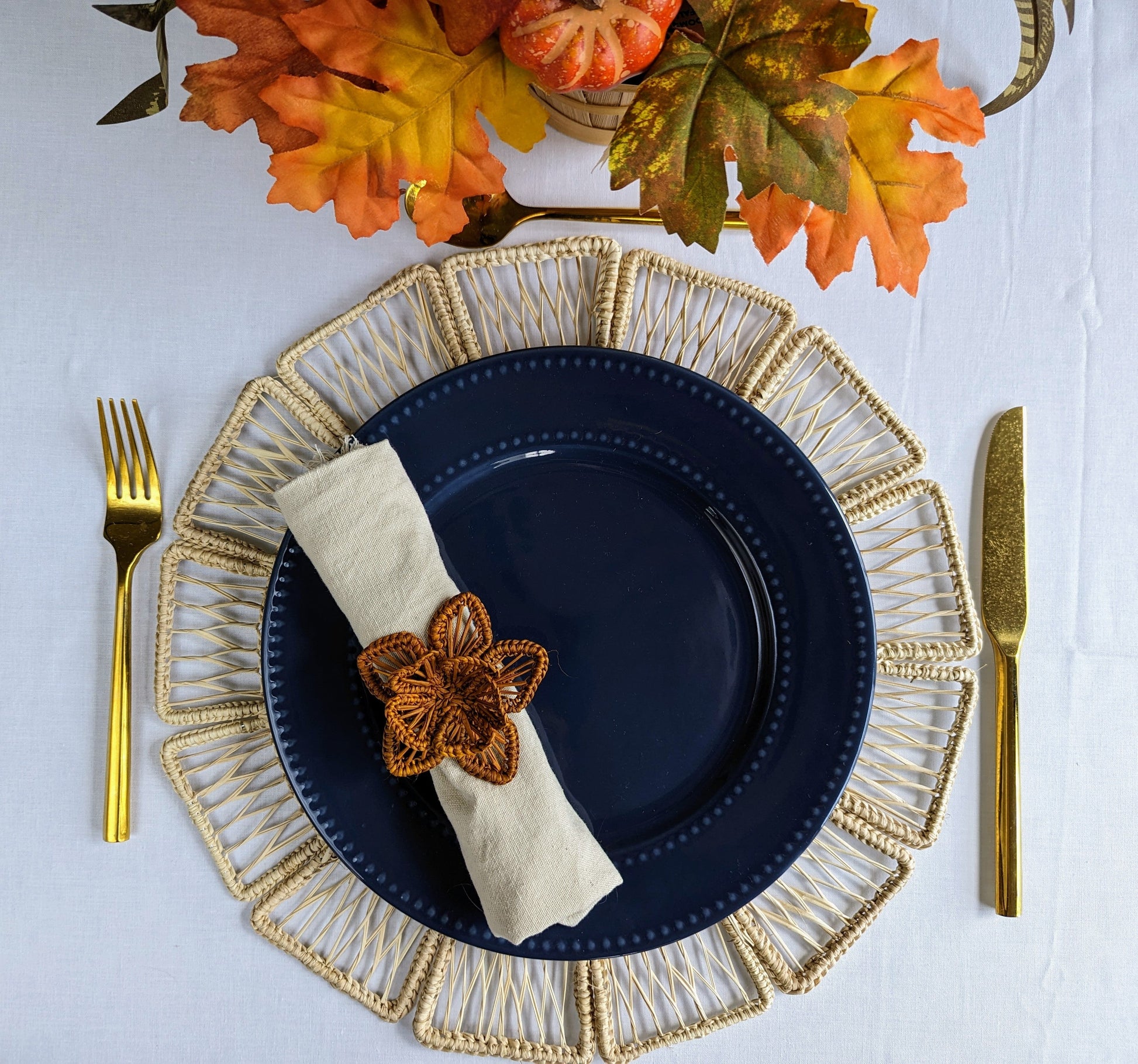 Thanksgiving Star Flower Woven Napkin Ring