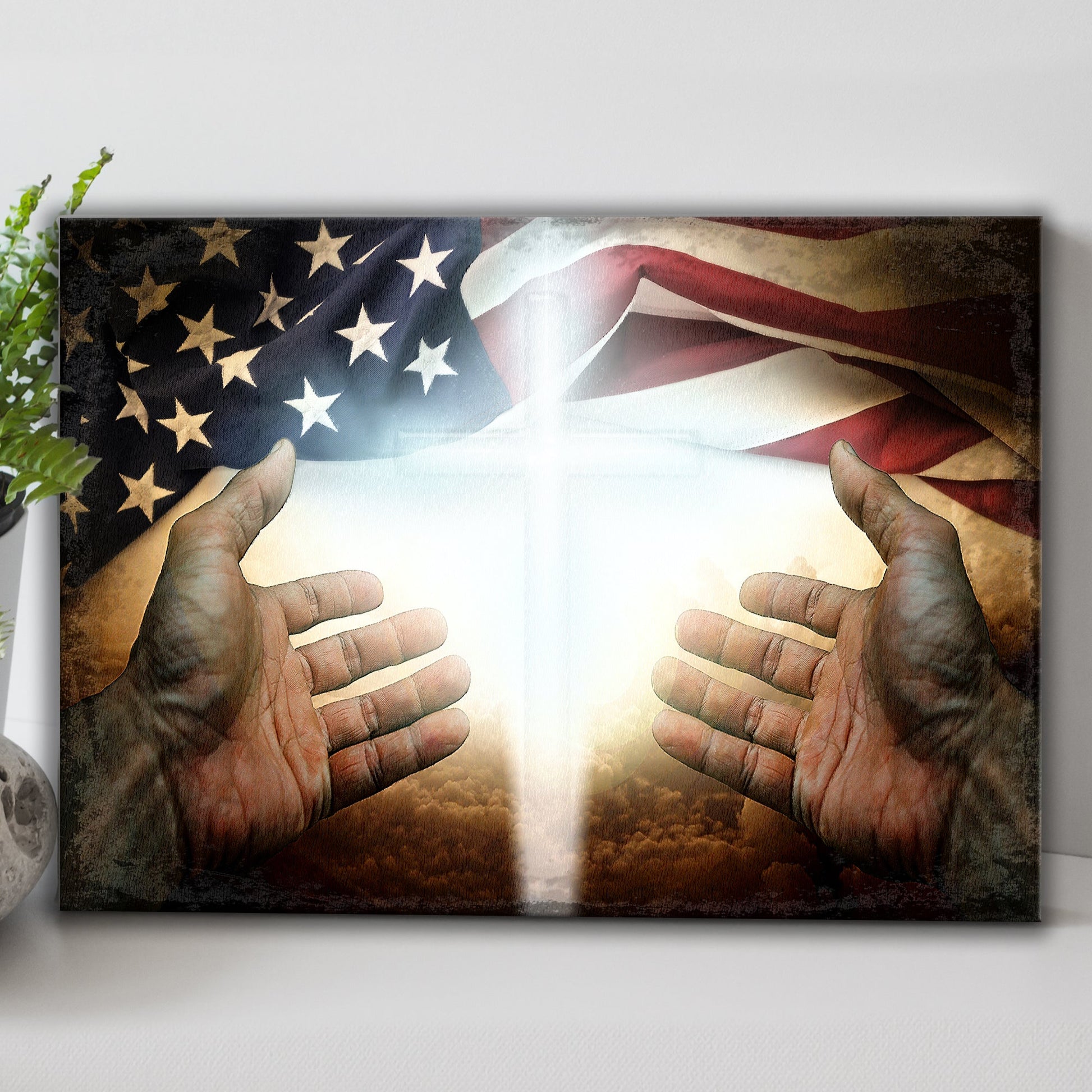 American Faith Canvas Wall Art 36x24 inch Extra Large Premium Gallery Wrapped
