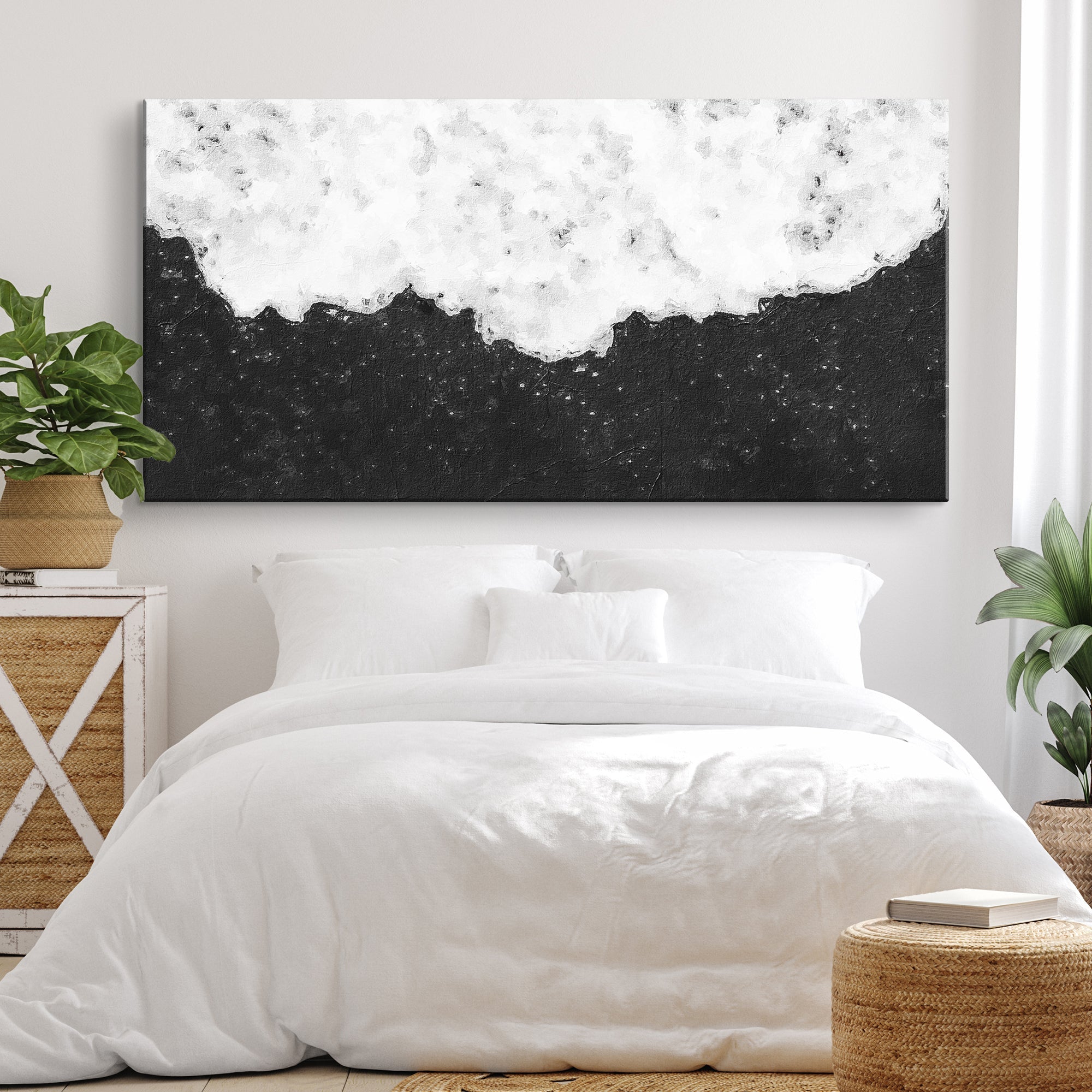 Black And White Textured Painting Canvas Wall Art Secondary image
