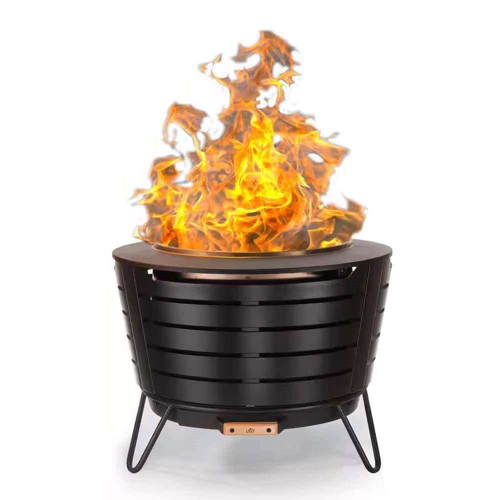25-inch Outdoor Wood Burning Stainless Steel Smokeless Fire Pit with Cover Main image