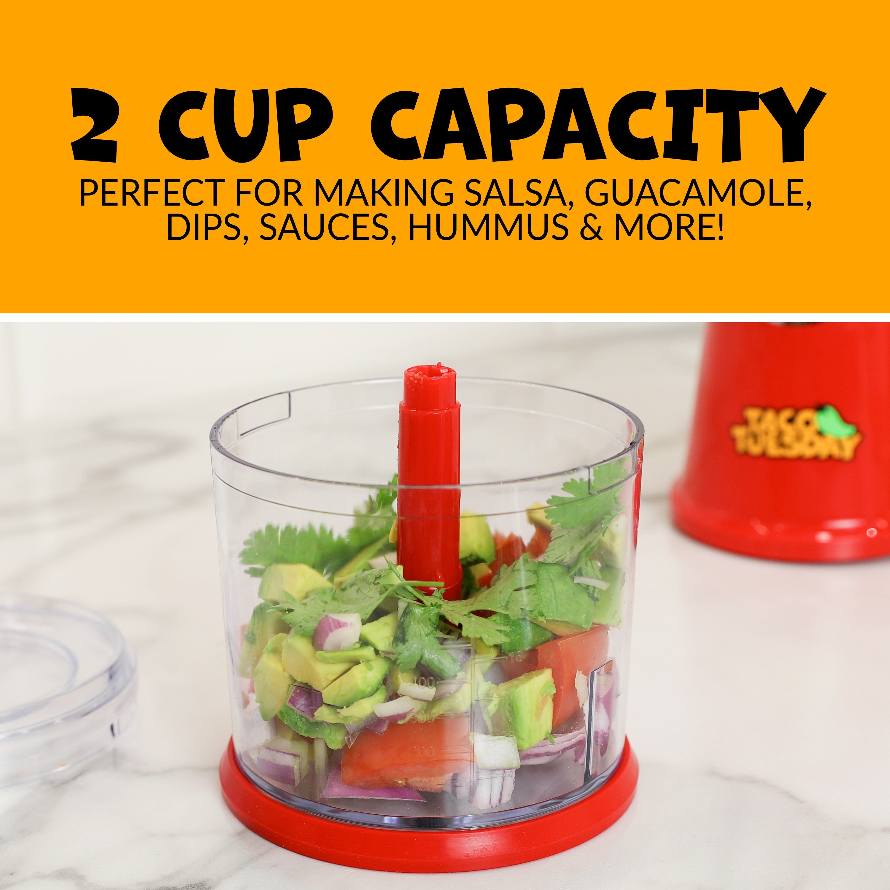 Taco Tuesday 2-Speed Salsa & Guacamole Chopper, 2 Cup Capacity