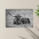 Black And White Longhorn Bull Canvas Wall Art