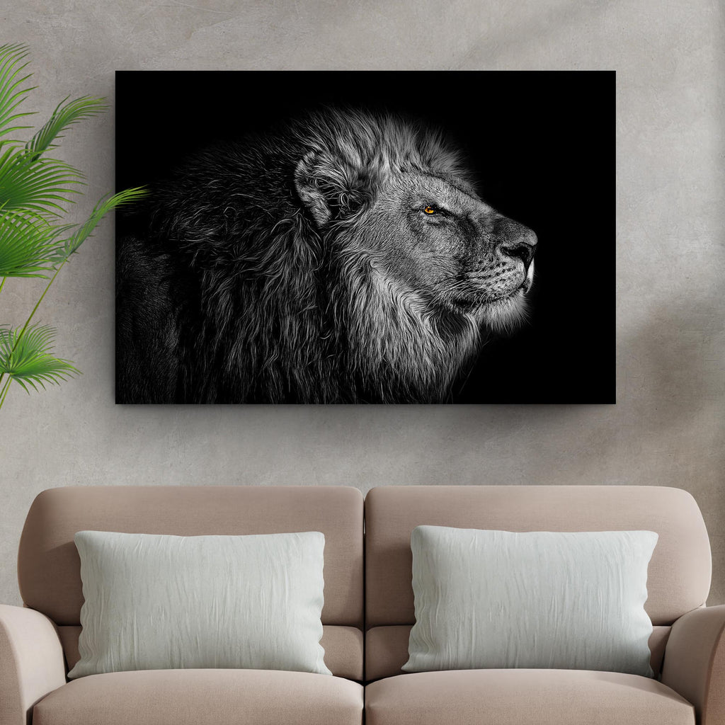 Black And White Lion Head Canvas Wall Art 36x24 inch Extra Large Premium Gallery Wrapped