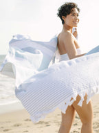 Teal & Gray Cape Cod Turkish Towel