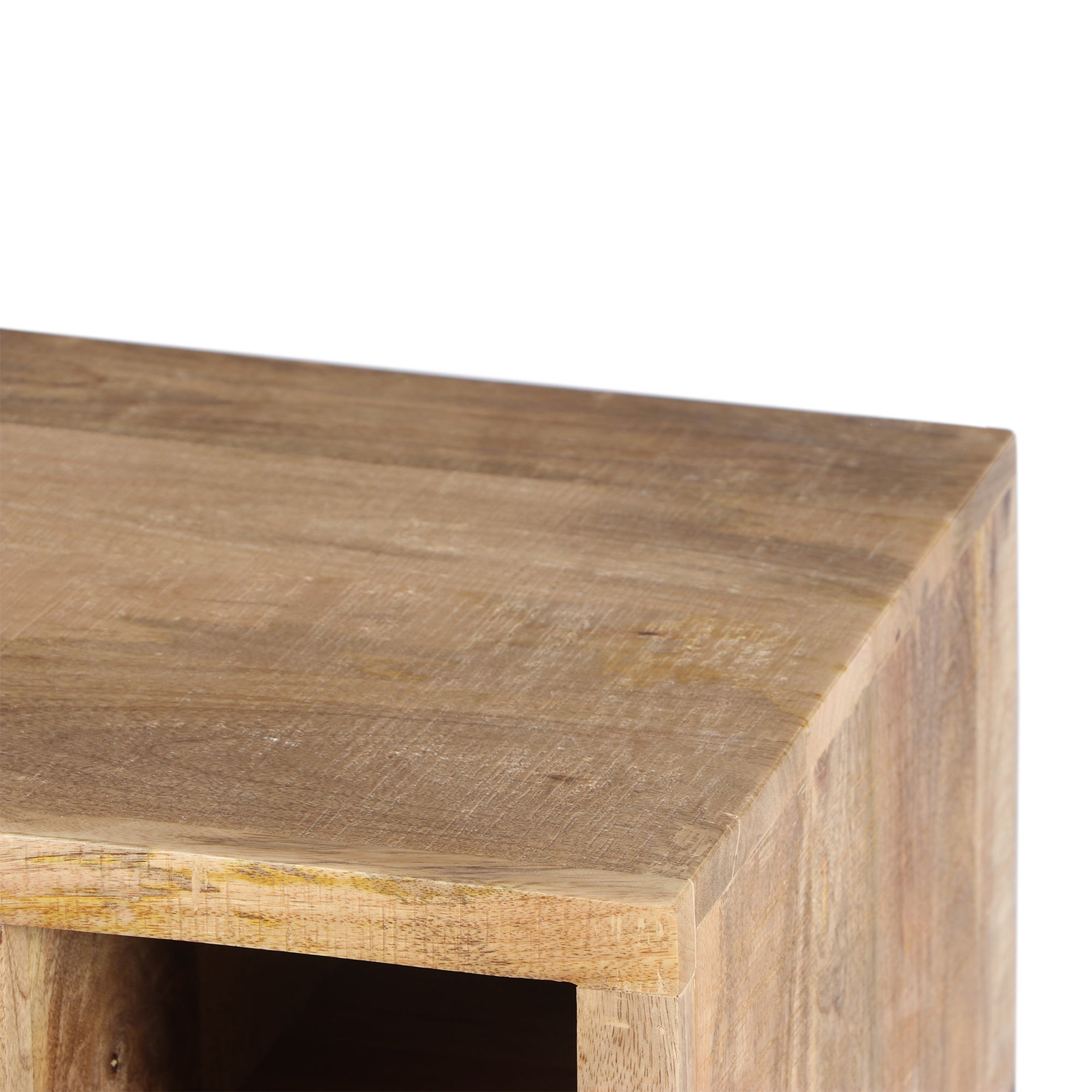 Mango Wood Side Table with Open Cubbies