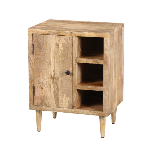 Mango Wood Side Table with Open Cubbies