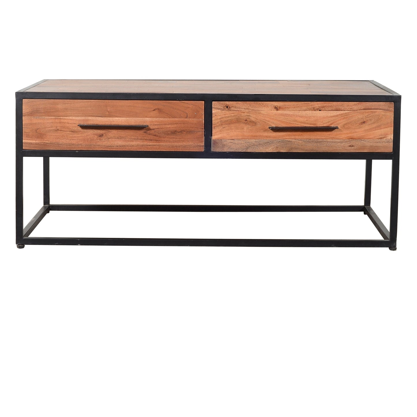 2 Drawer Coffee Table with Wooden Tile Top