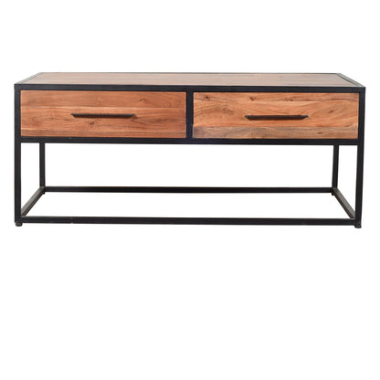 2 Drawer Coffee Table with Wooden Tile Top