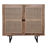 Handcrafted Accent Cabinet with 2 Mesh Rattan Doors