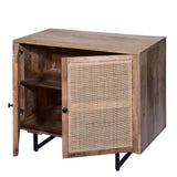 Handcrafted Accent Cabinet with 2 Mesh Rattan Doors