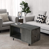 Handcrafted Coffee Table with Hinged Lift Top Storage in Charcoal Gray