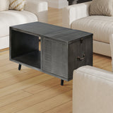 Handcrafted Coffee Table with Hinged Lift Top Storage in Charcoal Gray