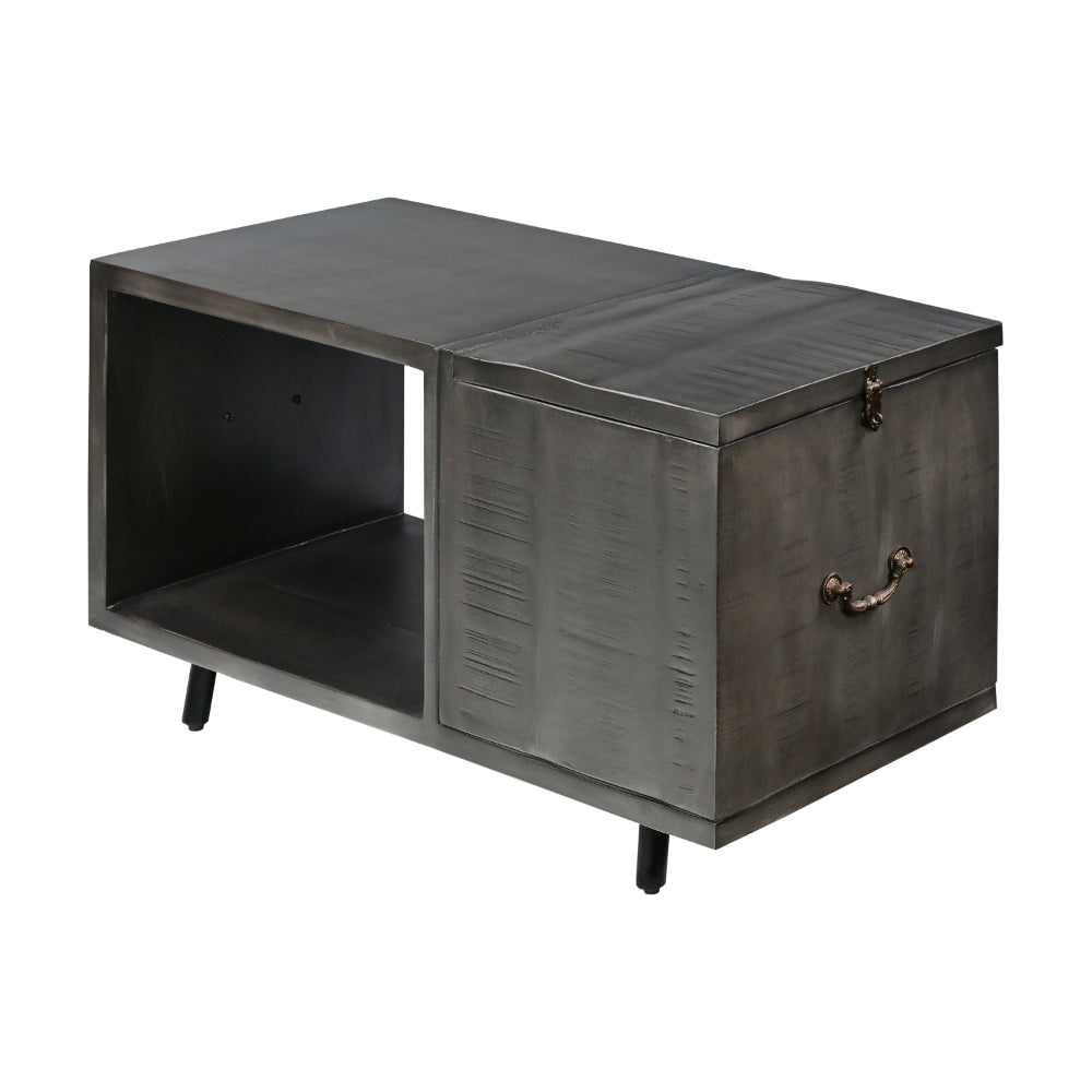 Handcrafted Coffee Table with Hinged Lift Top Storage in Charcoal Gray