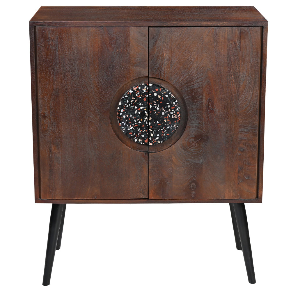 2 Door Mango Wood Sideboard Cabinet with Terrazzo Stone