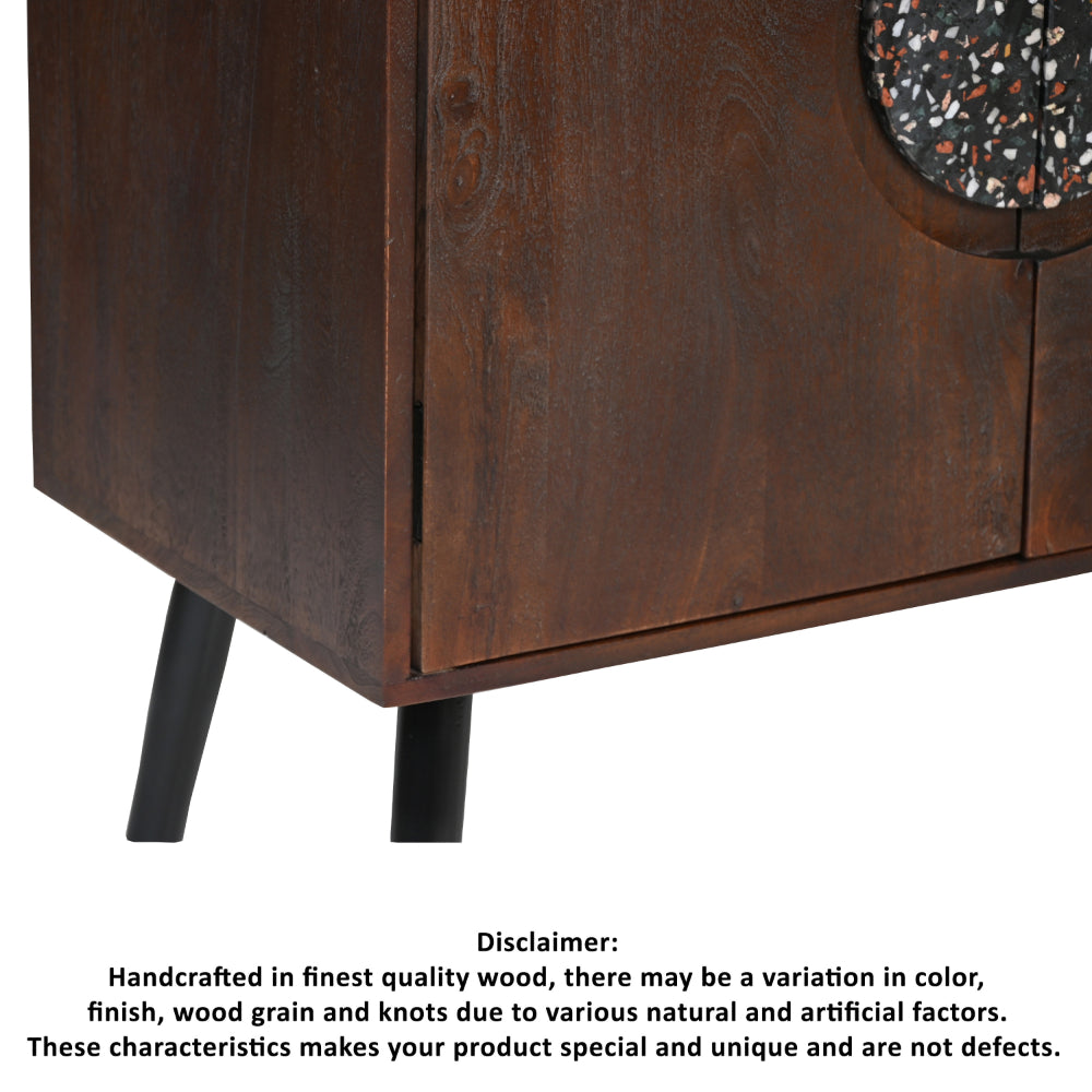 2 Door Mango Wood Sideboard Cabinet with Terrazzo Stone