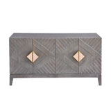 Mango Wood Sideboard Cabinet Console with Ornate Diamond Carving