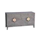 Mango Wood Sideboard Cabinet Console with Ornate Diamond Carving