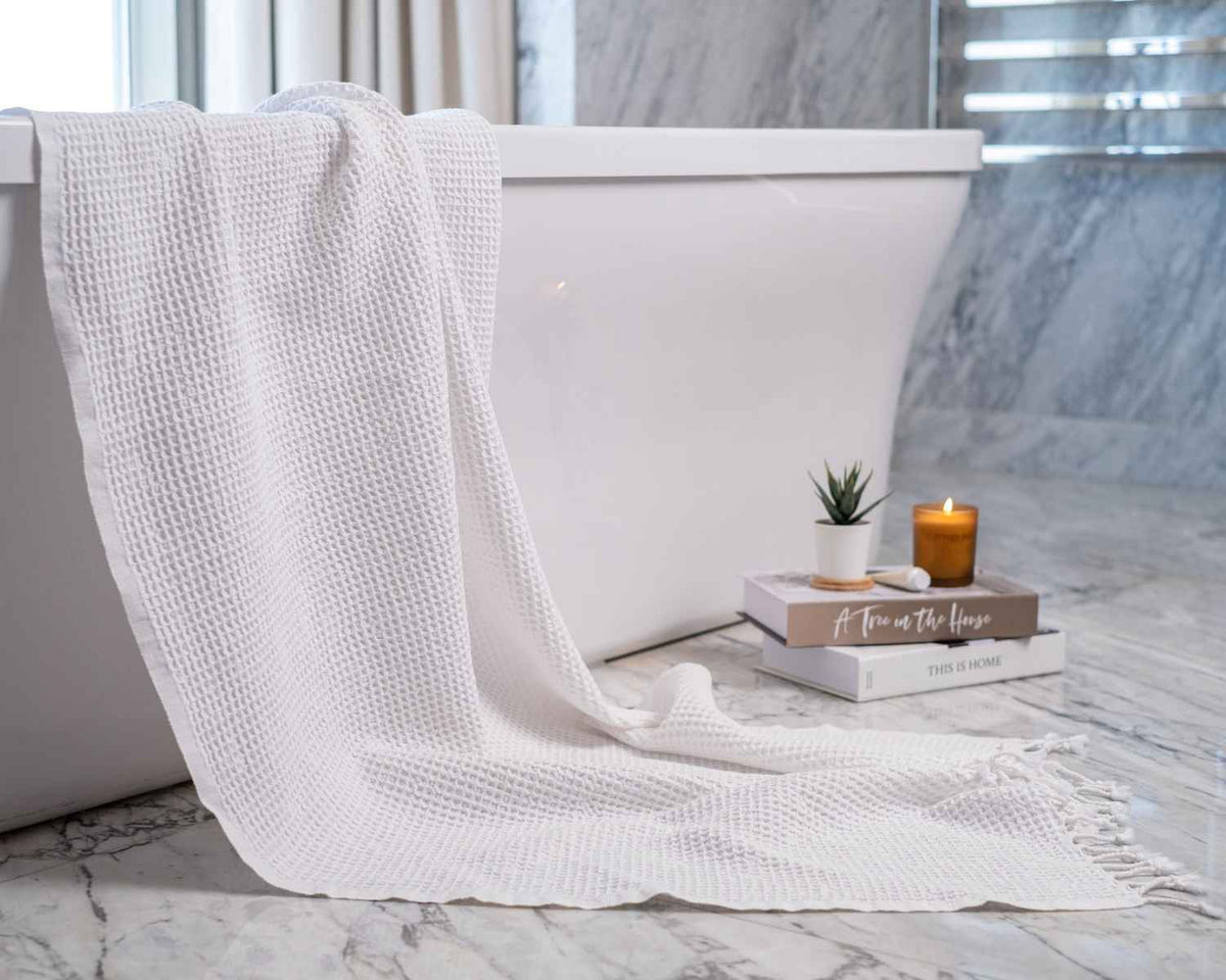 Waffle Turkish Towel White Bath Towel
