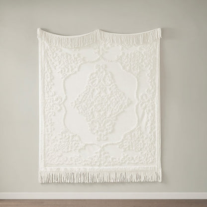 Chloe 100% Cotton Tufted Chenille Lightweight Throw With Fringe Tassel