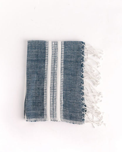 Aden Cotton Hand Towel Navy with Natural