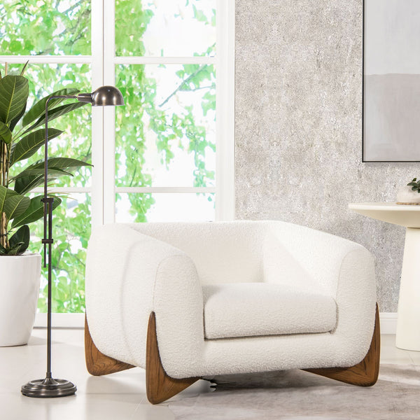 Alpine 44" Sherpa Arm Chair, Ivory White Boucle as Pic