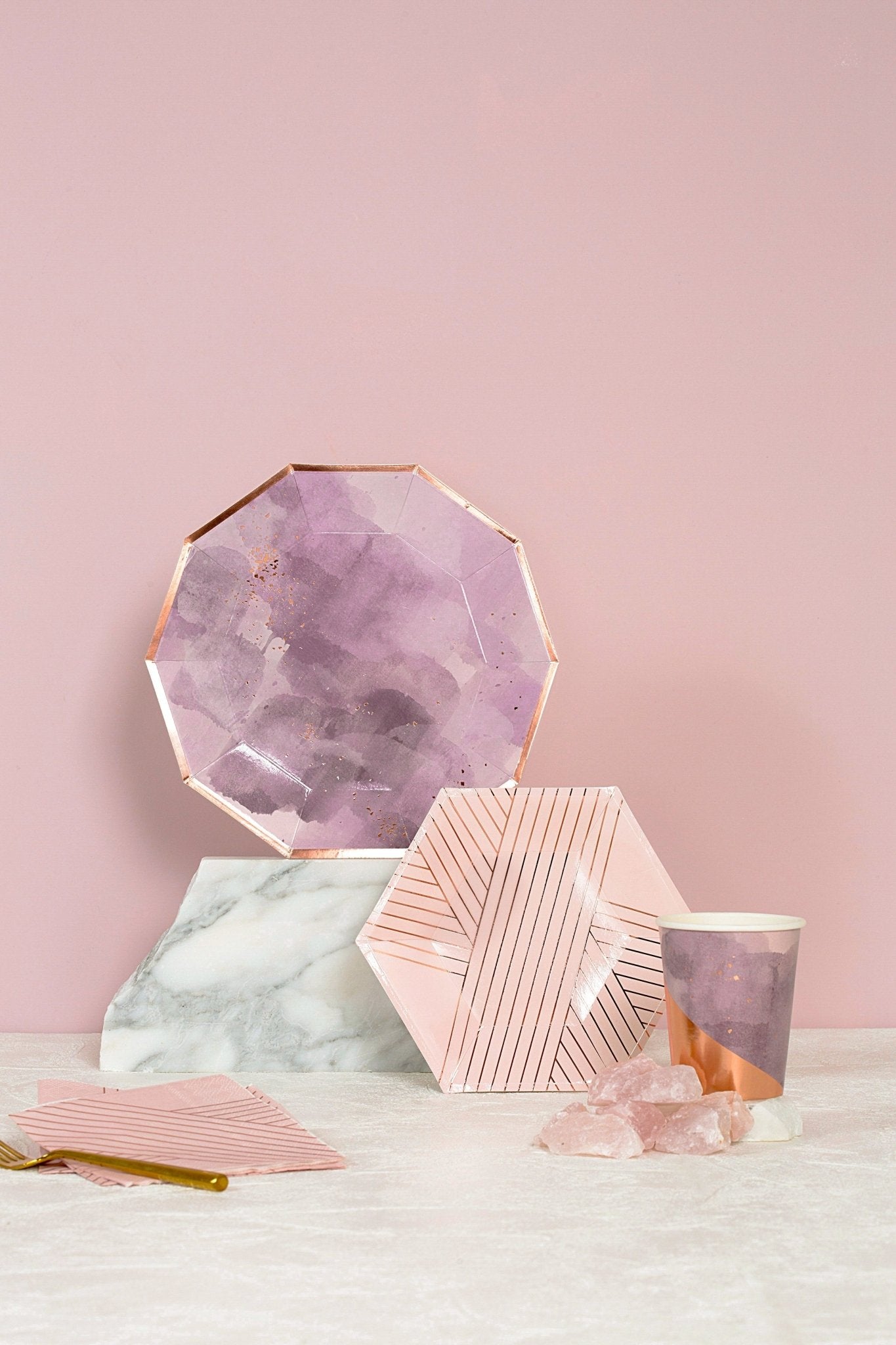 Amethyst - Pale Pink Striped Cocktail Paper Napkins Secondary image