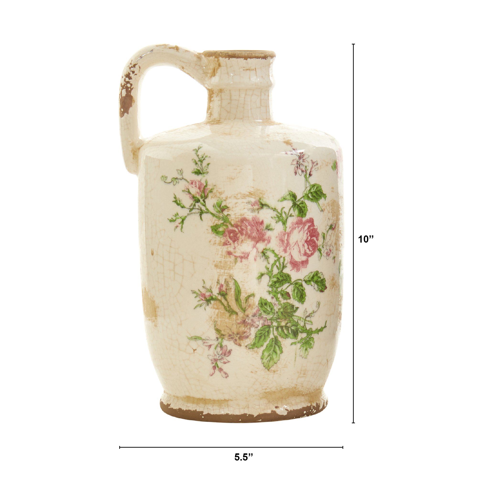 10” Tuscan Ceramic Floral Print Pitcher Secondary image
