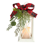 12" Holiday White Lantern With Berries Christmas Table Arrangement