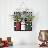 17” Assorted Christmas Pine Hanging Three Piece Mason Jar Set