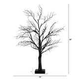 2’ Pre-Lit Halloween Deluxe Black Twig Artificial Fall Tree with 44 Orange & Purple LED Lights