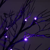 2’ Pre-Lit Halloween Deluxe Black Twig Artificial Fall Tree with 44 Orange & Purple LED Lights