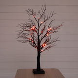 2’ Pre-Lit Halloween Deluxe Black Twig Artificial Fall Tree with 44 Orange & Purple LED Lights