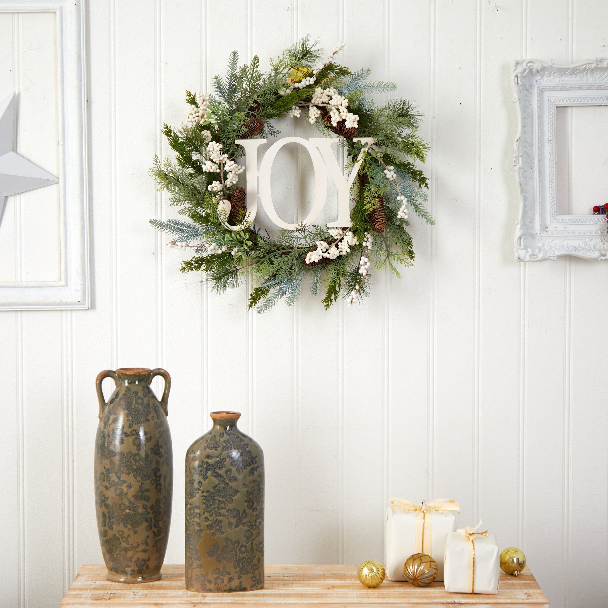 24” Christmas Joy Greenery Holiday Artificial Wreath Main image