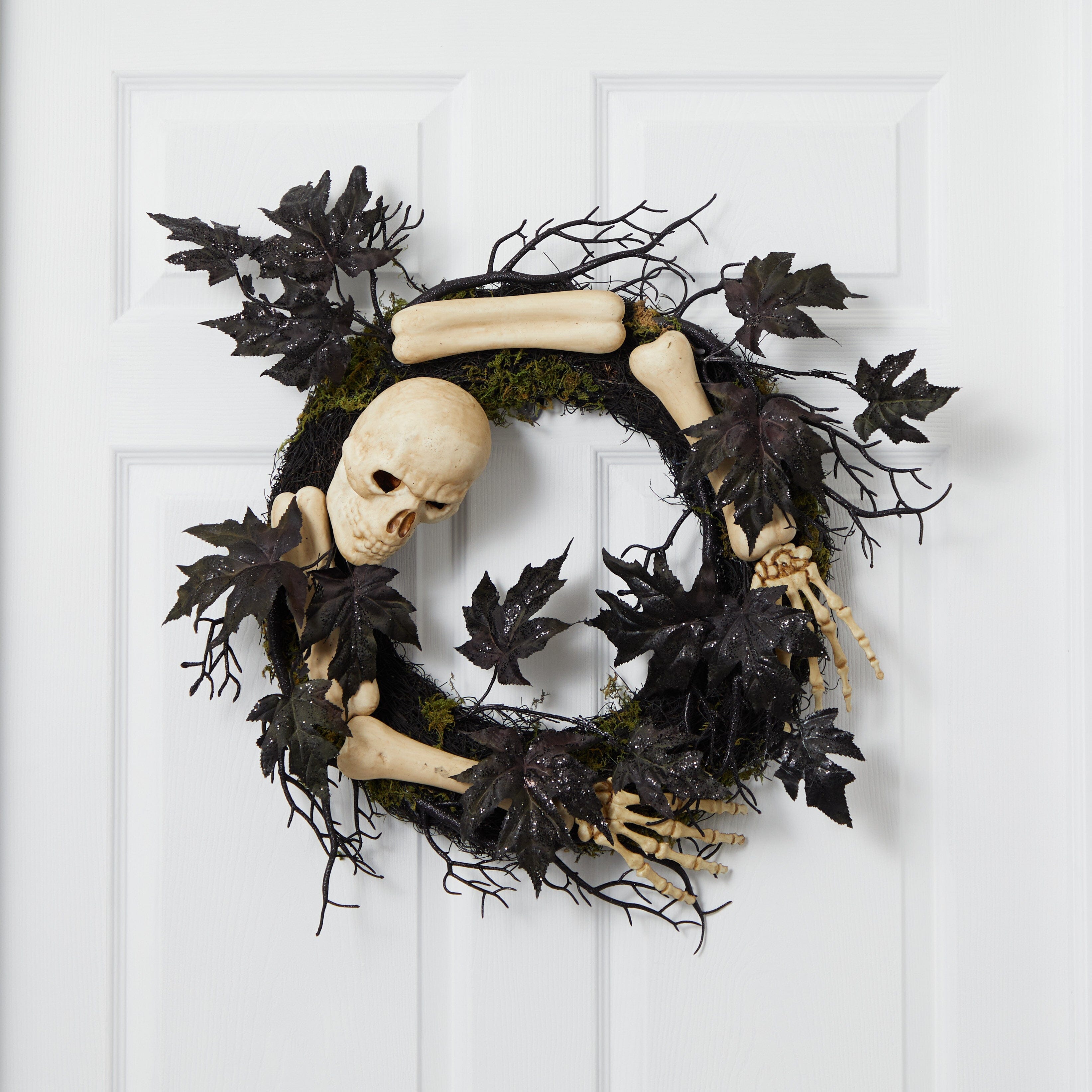 24" Halloween Skull and Bones Wreath Main image
