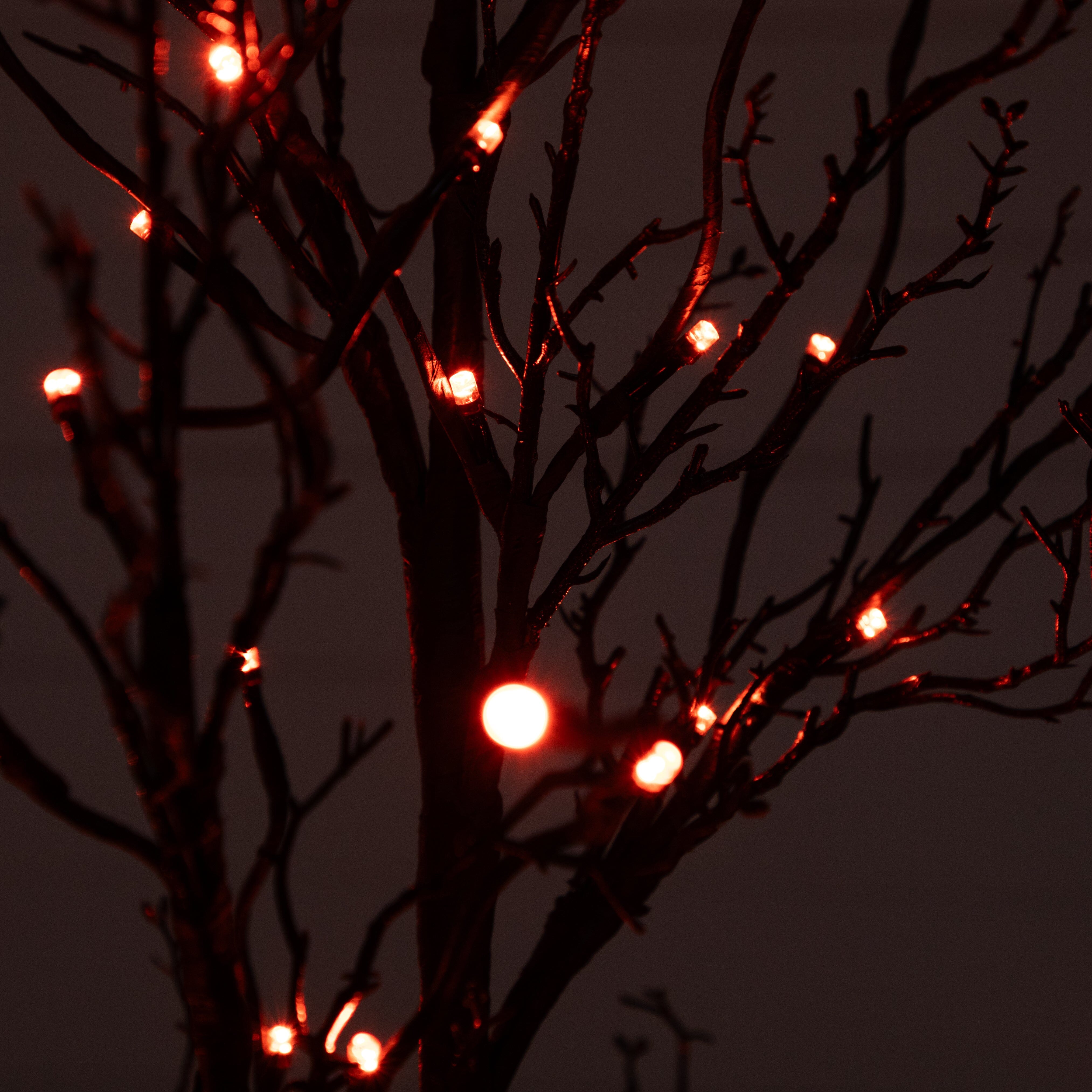 4’ Pre-Lit Halloween Deluxe Black Twig Artificial Tree with 81 Orange & Purple LED Lights Secondary image