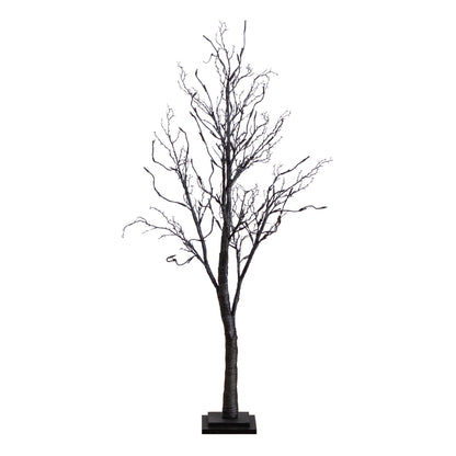 4’ Pre-Lit Halloween Deluxe Black Twig Artificial Tree with 81 Orange & Purple LED Lights