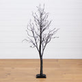4’ Pre-Lit Halloween Deluxe Black Twig Artificial Tree with 81 Orange & Purple LED Lights