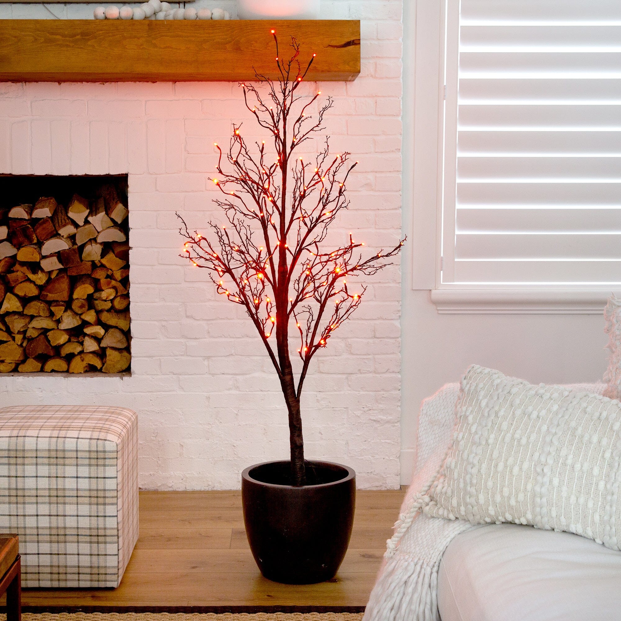 5’ Pre-Lit Halloween Deluxe Black Twig Artificial Tree with 102 Orange & Purple LED Lights Secondary image