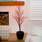 5’ Pre-Lit Halloween Deluxe Black Twig Artificial Tree with 102 Orange & Purple LED Lights